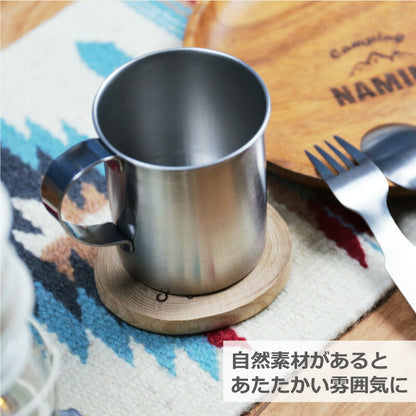 マグカップ専用アウトドアウッドコースター
