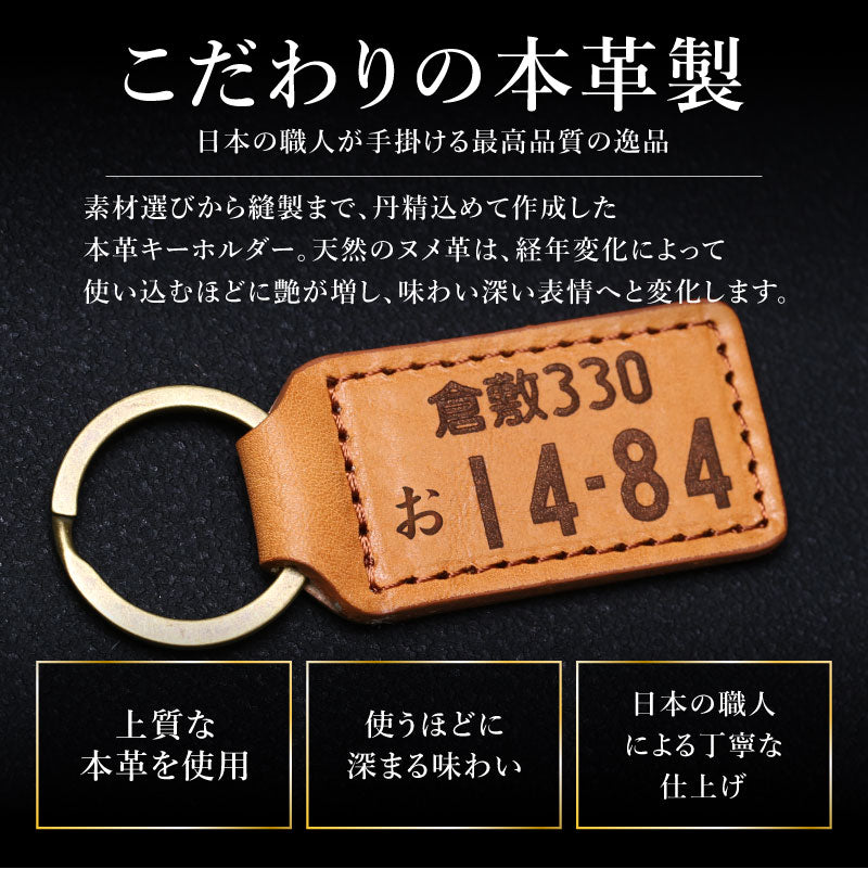 ナンバープレートキーホルダー名入れ【ナンバープレートキーホルダー・レザー】誕生日プレゼントプレゼントギフトおしゃれかっこいい革レザー車バイクメンズ男性父父親彼氏旦那上司退職祝い送別会記念日送料無料翌々営業日出荷