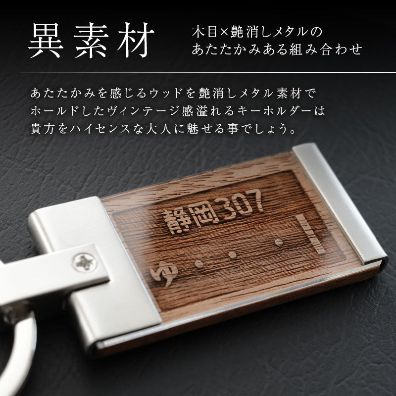 ナンバープレートキーホルダー ・ ウッド